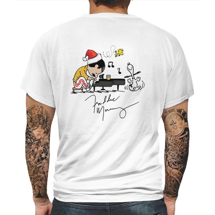 Santa Freddie Mercury Snoopy Peanuts Playing Piano Shirt Mens Back Print T-shirt