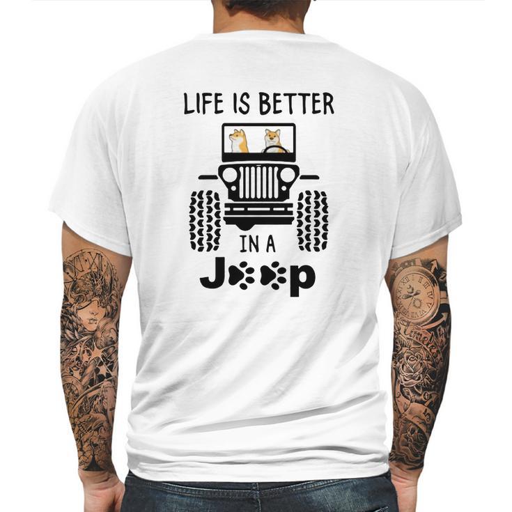 Shiba Inu Life Is Better In A Jeep Mens Back Print T-shirt