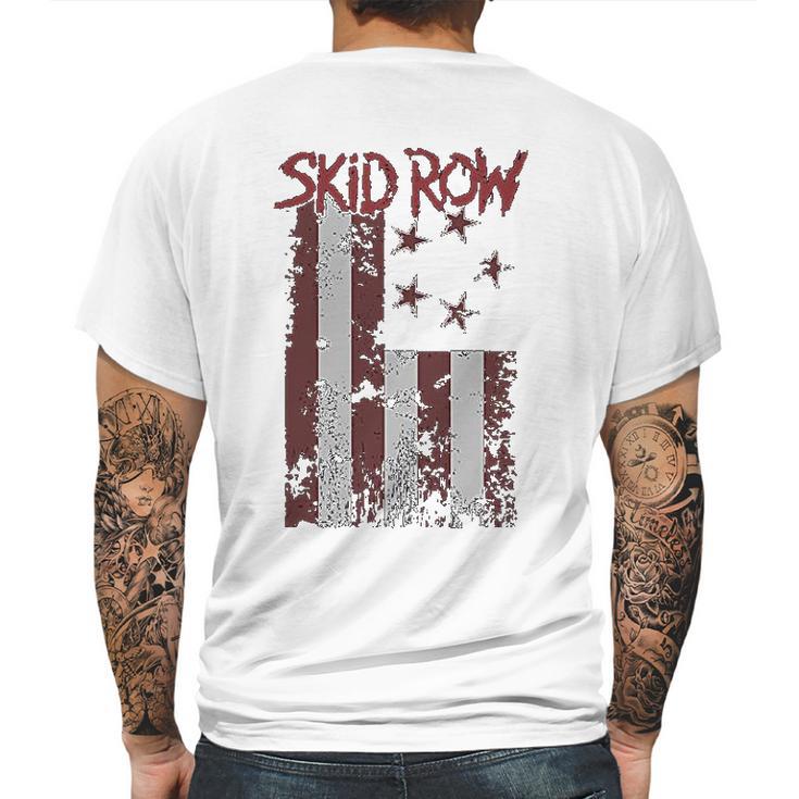 Skid Row Distressed Print Flag Mens Back Print T-shirt