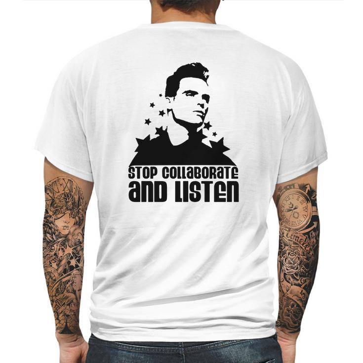 Sky Blue Stop Collaborate And Listen Men Mens Back Print T-shirt