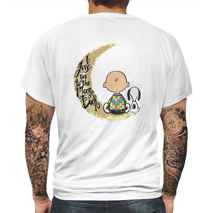 Snoopy Charlie Brown Autism I Love You To The Moon Back Mens Back Print T-shirt