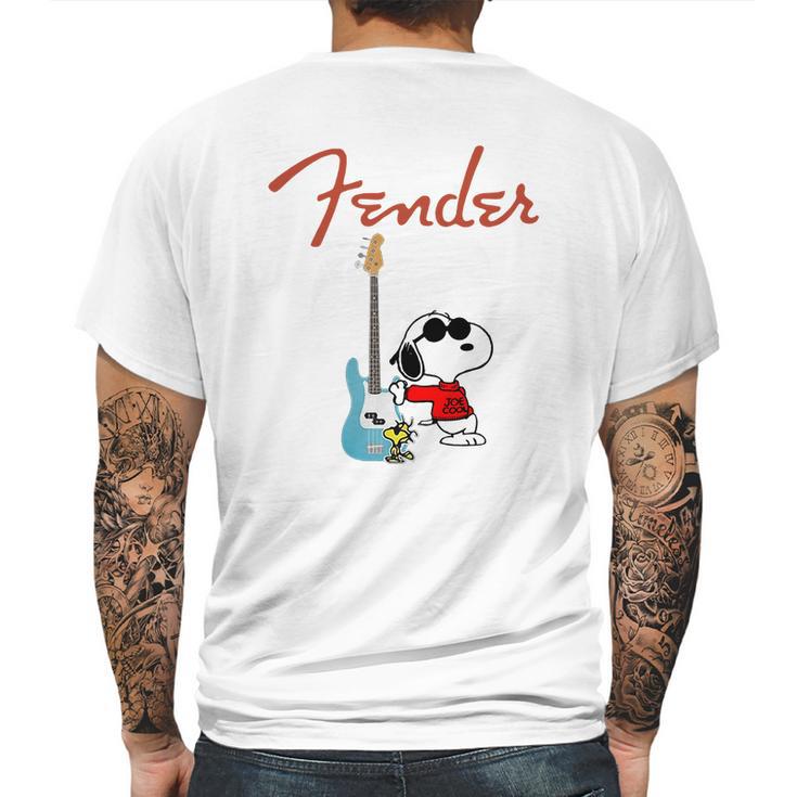 Snoopy Guitar Player Fender Mens Back Print T-shirt