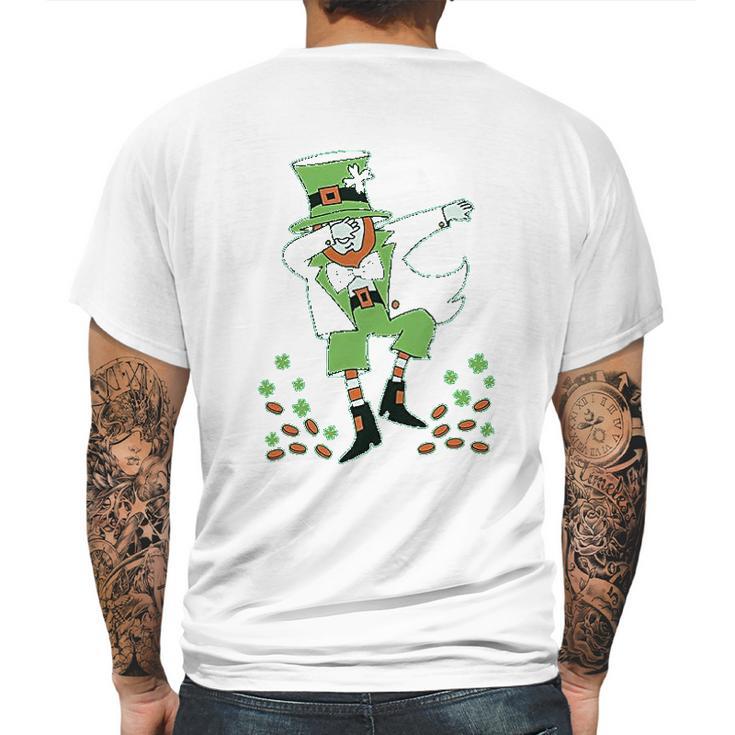 St Patricks Day Clovers Dabbing Leprechaun Youth Kids Mens Back Print T-shirt