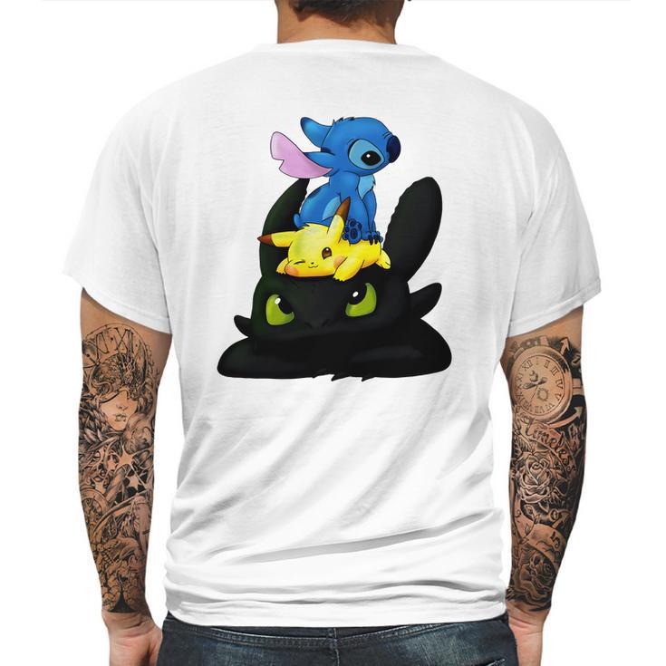 Stitch Pokemon Grinch Mens Back Print T-shirt