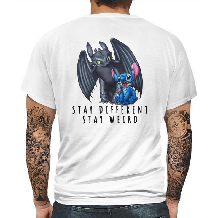 Stitch And Toothless Stay Different Stay Weird Mens Back Print T-shirt