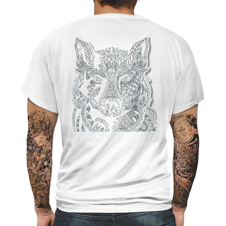 Tribal Wolf Design Mens Back Print T-shirt