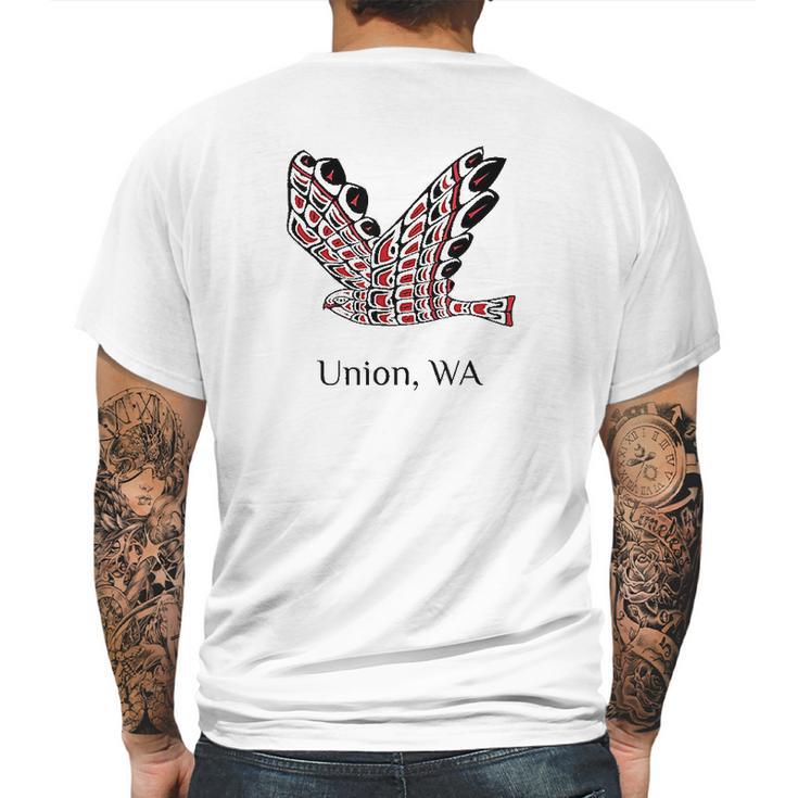 Union Wa Red Tail Hawk Native American Indian Mens Back Print T-shirt