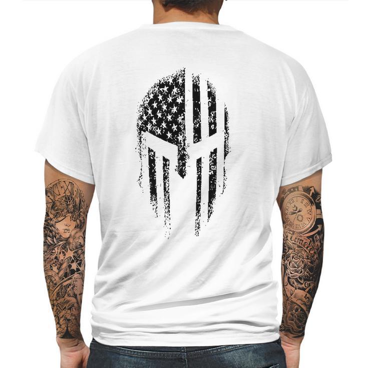 Usa American Spartan Patriotic Mens Back Print T-shirt