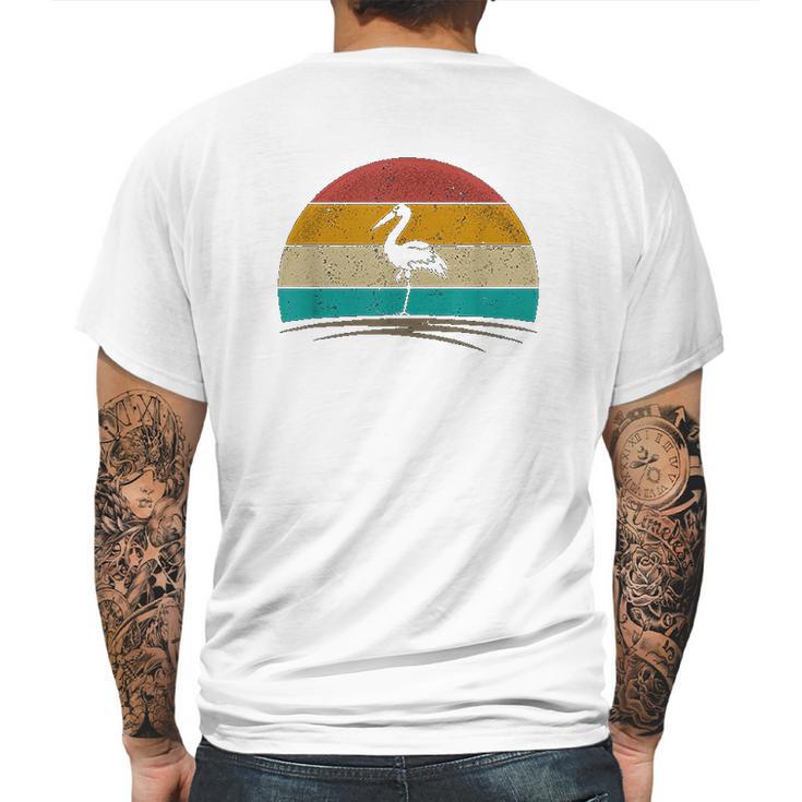 Vintage Heron Bird Mens Back Print T-shirt