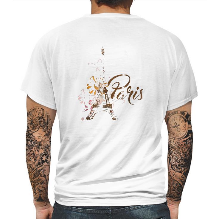 Vintage Paris I Love Travel Wanderlust Eiffel Tower Mens Back Print T-shirt