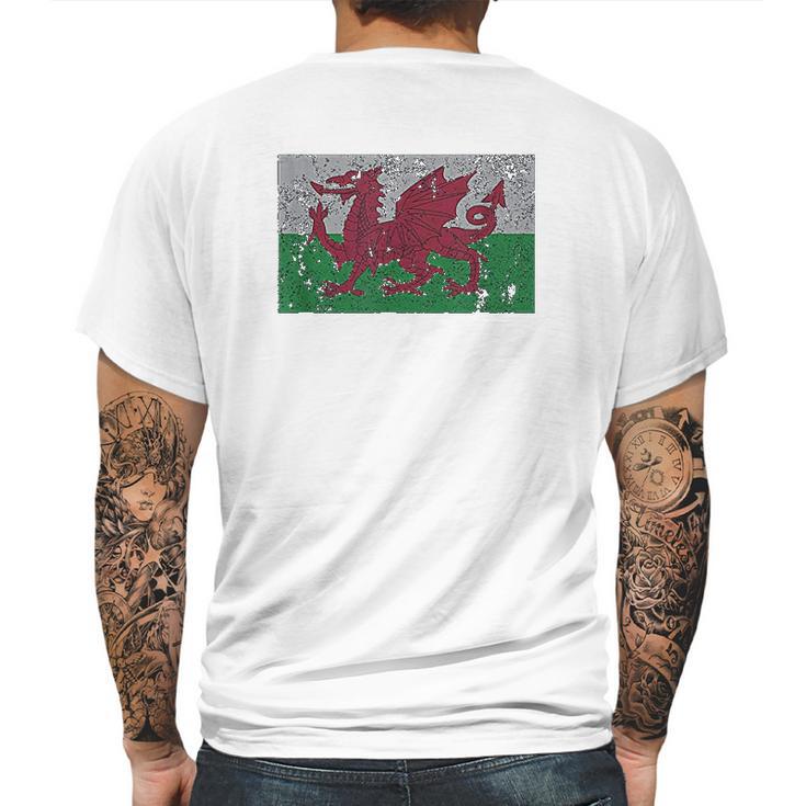 Wales Flag Welsh Dragon Baner Cymru Y Ddraig Goch Mens Back Print T-shirt