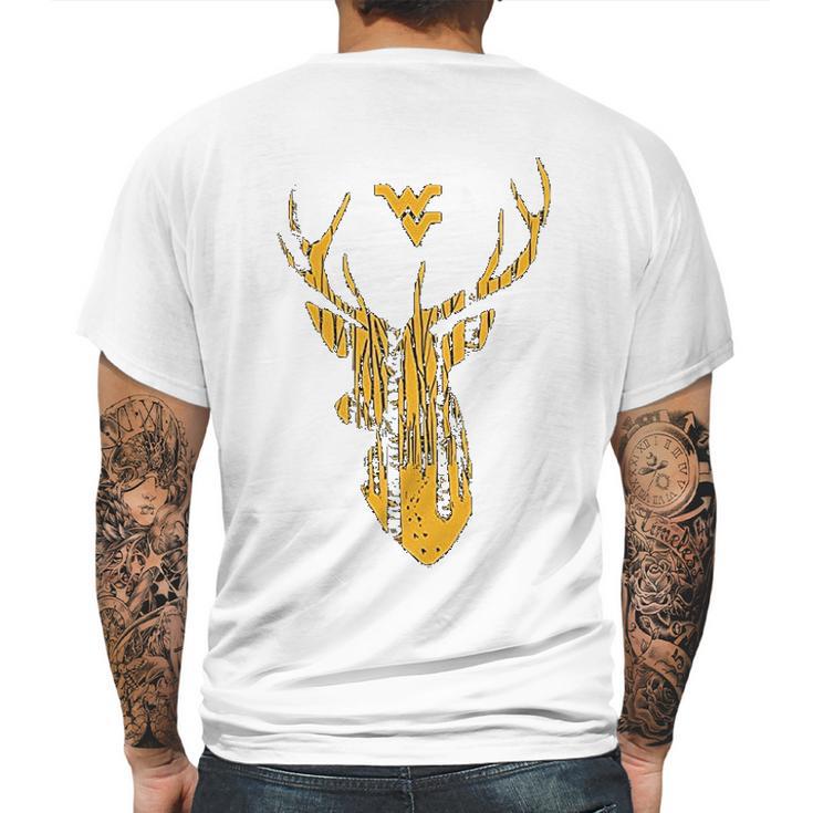 West Virginia Mountaineers Hunting  Forest Deer Mens Back Print T-shirt