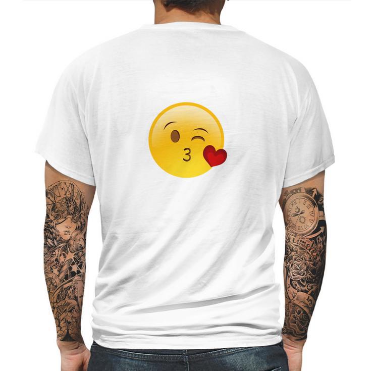 Winky Face Smiley With Heart Kiss Emoji Mens Back Print T-shirt