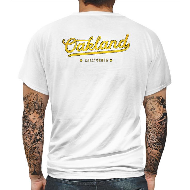 Yellow Vintage Retro Oakland California Bay Area Mens Back Print T-shirt