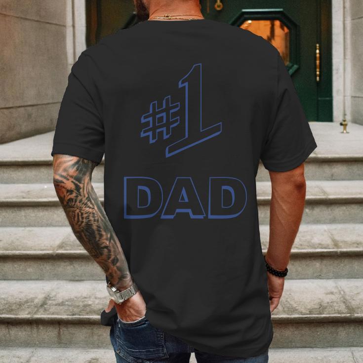 1 Dad Number One Logo Mens Back Print T-shirt Gifts for Men