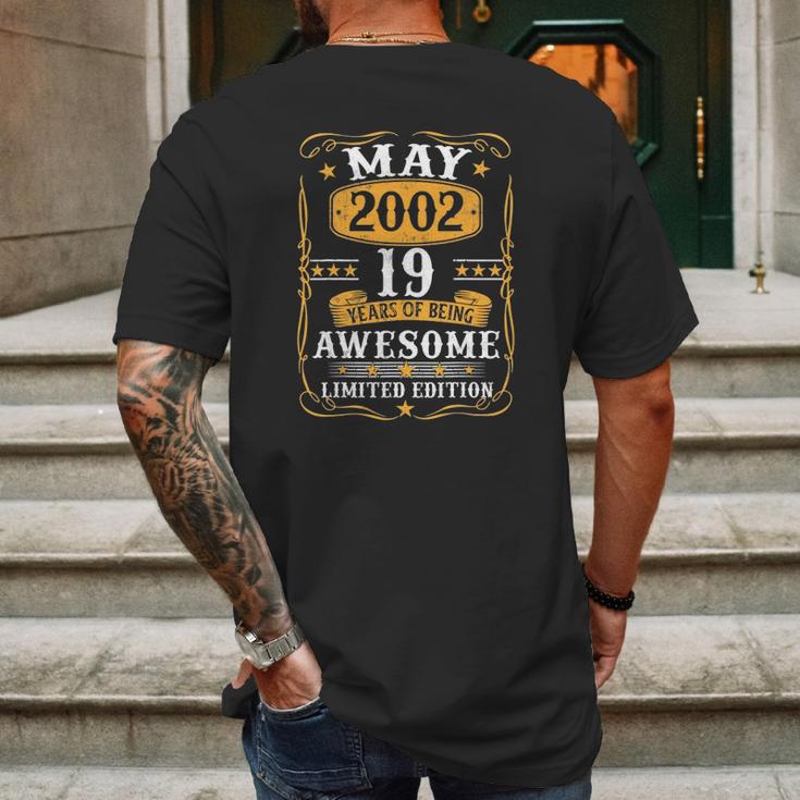 19 Years Old Gifts Vintage May 2002 19Th Birthday Gift Mens Back Print T-shirt Gifts for Men