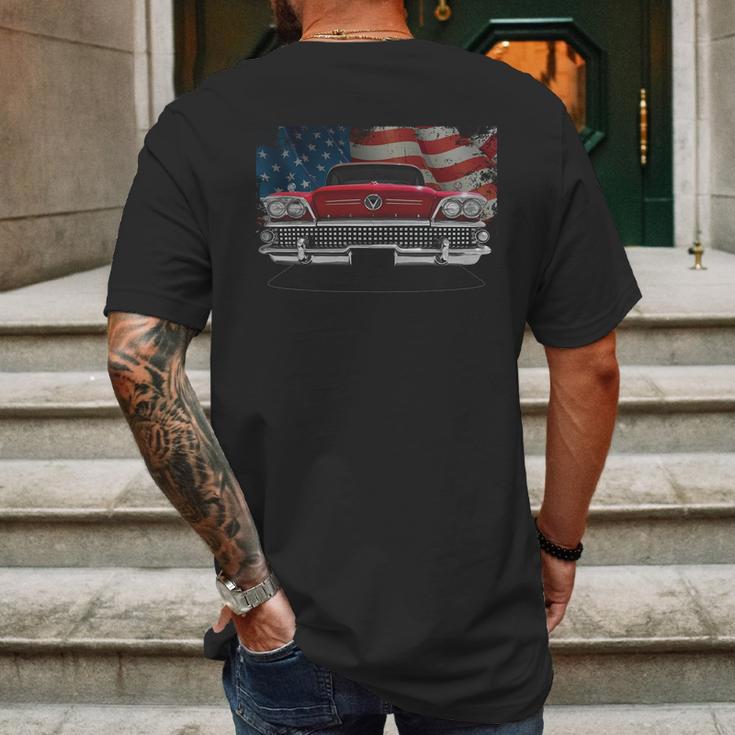 1958 Buick Front Red Us Flag Mens Back Print T-shirt Gifts for Men