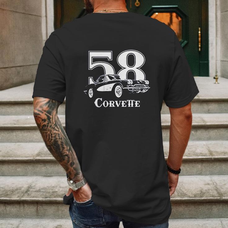 1958 Corvette Three Quarter View With Year And Model Dark Color Mens Back Print T-shirt Gifts for Men