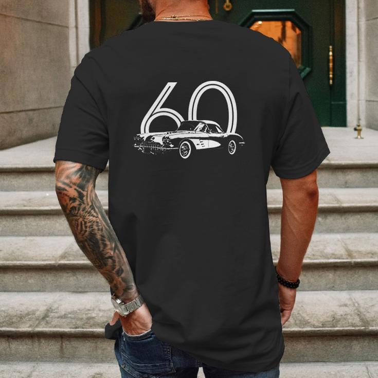 1960 Corvette Three Quarter Side View With Year Dark Color Mens Back Print T-shirt Gifts for Men