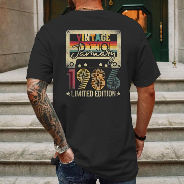 1986 January Vintage Limited Edition 35Th Birthday Gift Idea Mens Back Print T-shirt Gifts for Men