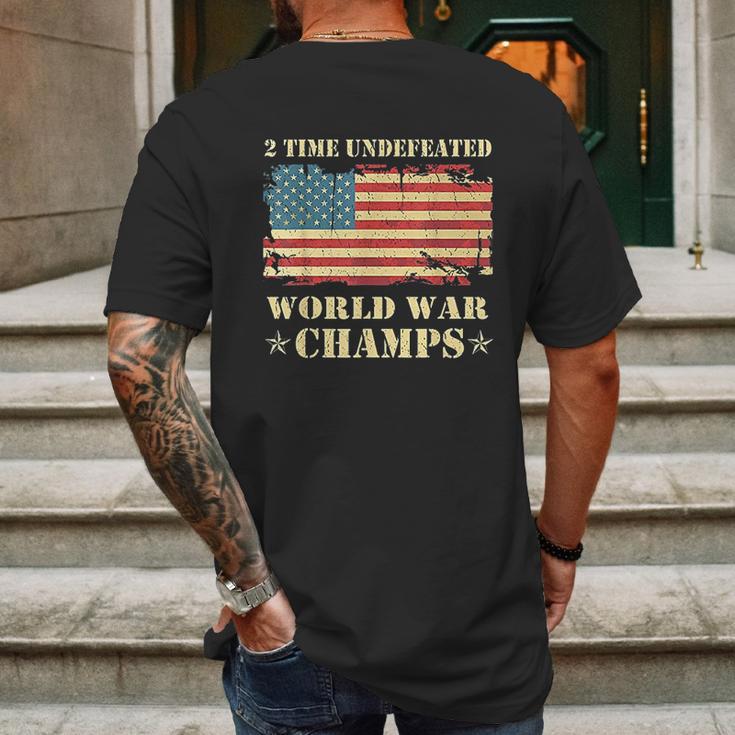 2 Time Undefeated World War Champs Mens Back Print T-shirt Gifts for Men