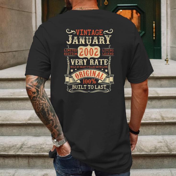 20 Years Old 20Th Birthday Gifts Vintage January 2002 Ver2 Mens Back Print T-shirt Gifts for Men