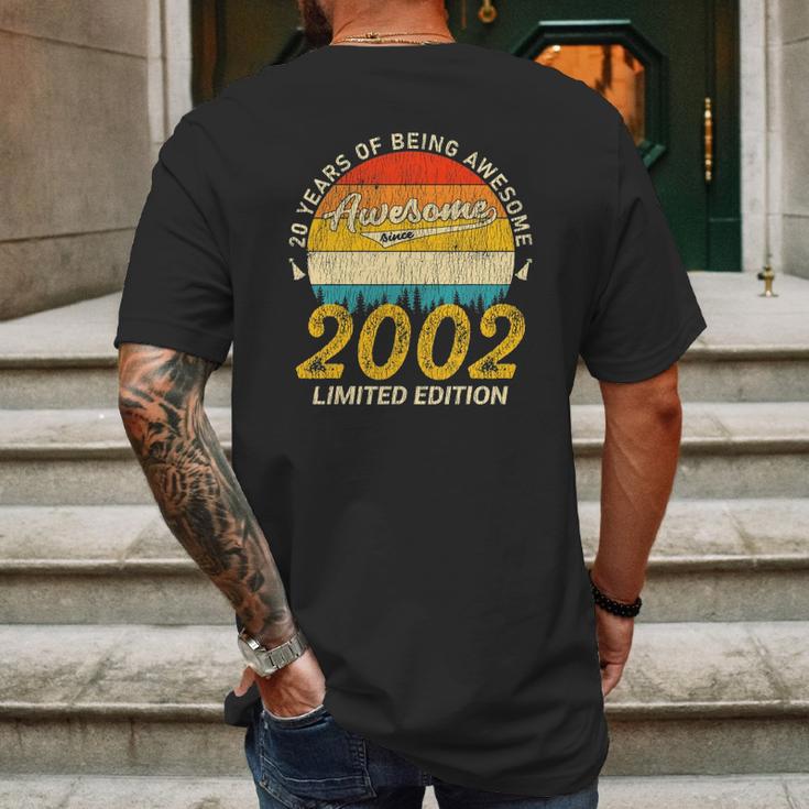 20 Years Old Bday Awesome Since 2002 Distressed 20Th Birthday Mens Back Print T-shirt Gifts for Men