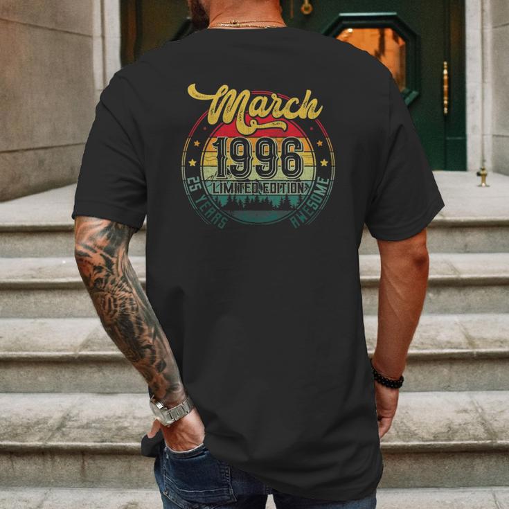 25Th Birthday Gifts 25 Years Old Retro Born In March 1996 Ver2 Mens Back Print T-shirt Gifts for Men