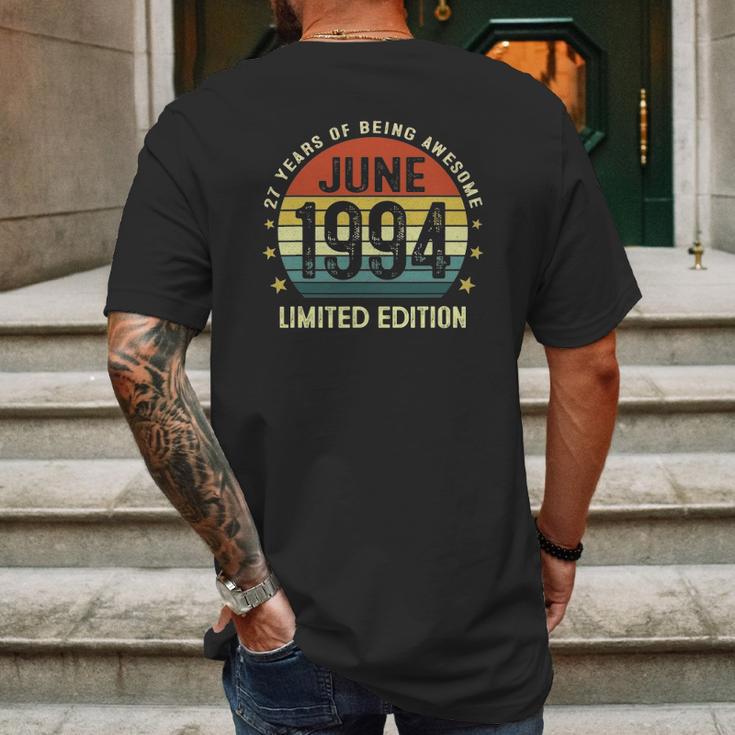 27 Years Old Vintage June 1994 Limited Edition 27Th Birthday Mens Back Print T-shirt Gifts for Men