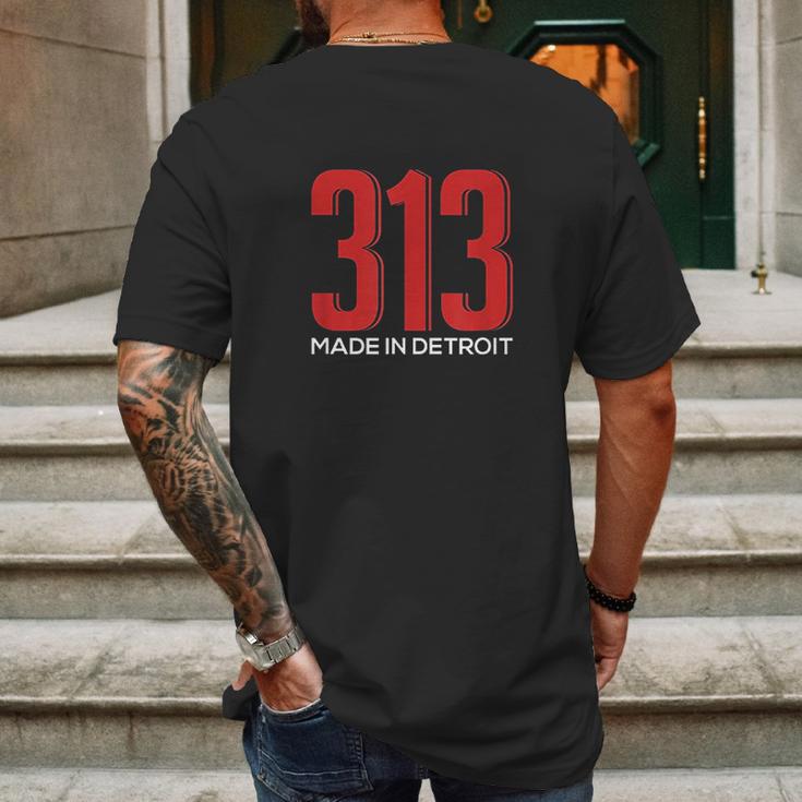 313 Made In Detroit Downtown Motown Motor City Mens Back Print T-shirt Gifts for Men