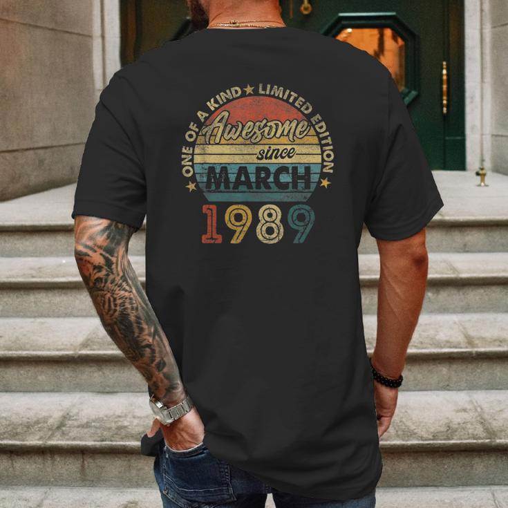 32 Years Old Birthday Gifts Awesome Since March 1989 Ver2 Mens Back Print T-shirt Gifts for Men