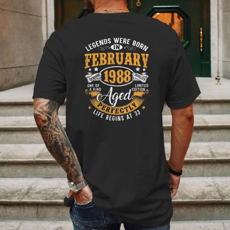 33 Years Old Gifts Vintage February 1988 33Rd Birthday Mens Back Print T-shirt Gifts for Men