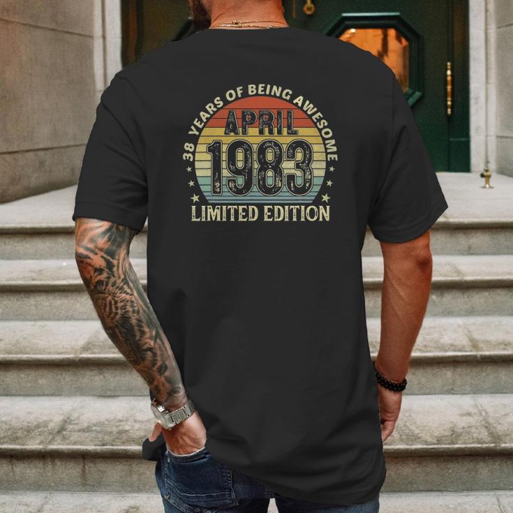 38 Years Old Vintage April 1983 Limited Edition 38Th Birthday Mens Back Print T-shirt Gifts for Men