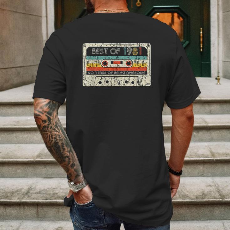 40Th Birthday Gifts Vintage Best Of 1981 Retro Cassette Tape Mens Back Print T-shirt Gifts for Men