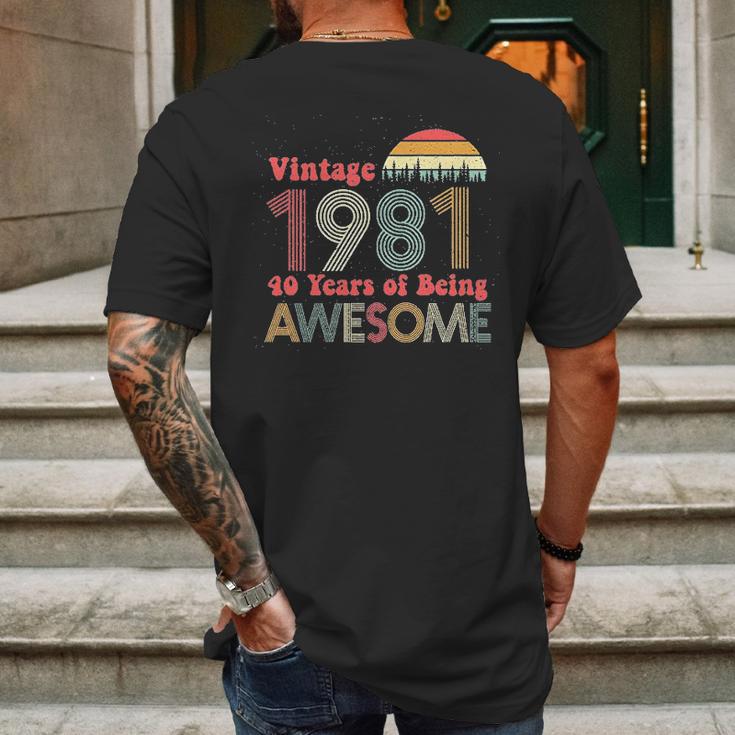 40Th Birthday Gifts Vintage Years Of Being Awesome Mens Back Print T-shirt Gifts for Men