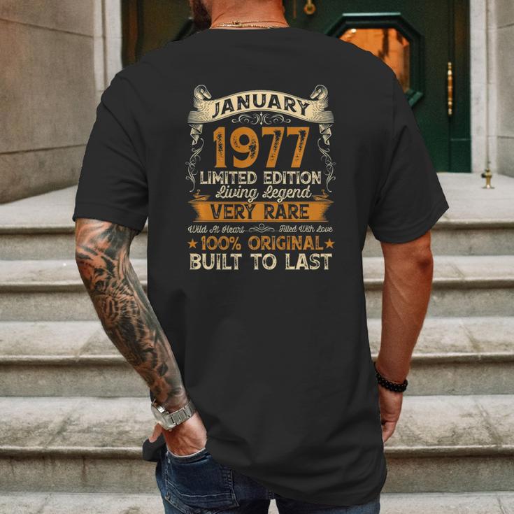 45 Years Old Gifts Vintage January 1977 45Th Birthday Gift Mens Back Print T-shirt Gifts for Men