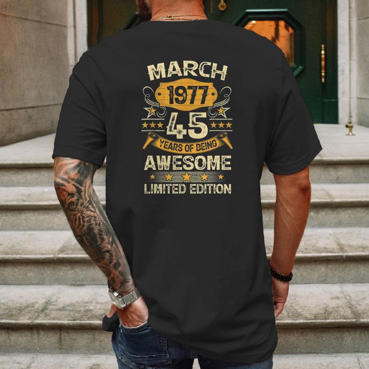 45 Years Old Vintage March 1977 45Th Birthday Mens Back Print T-shirt Gifts for Men