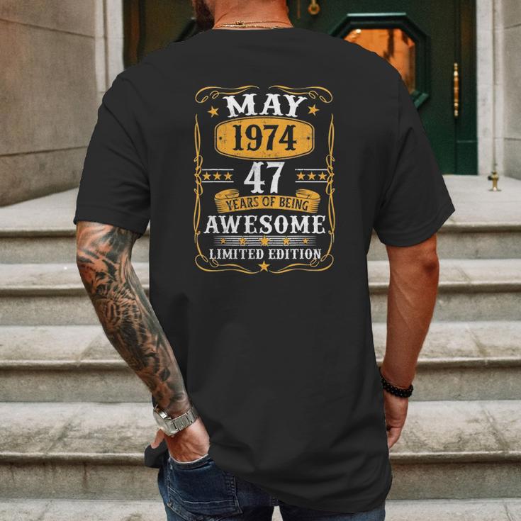 47 Years Old Gifts Vintage May 1974 47Th Birthday Gift Mens Back Print T-shirt Gifts for Men