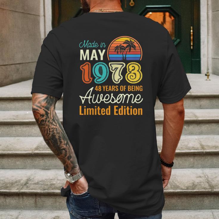 49 Years Old Born In May 1973 49Th Birthday Mens Back Print T-shirt Gifts for Men