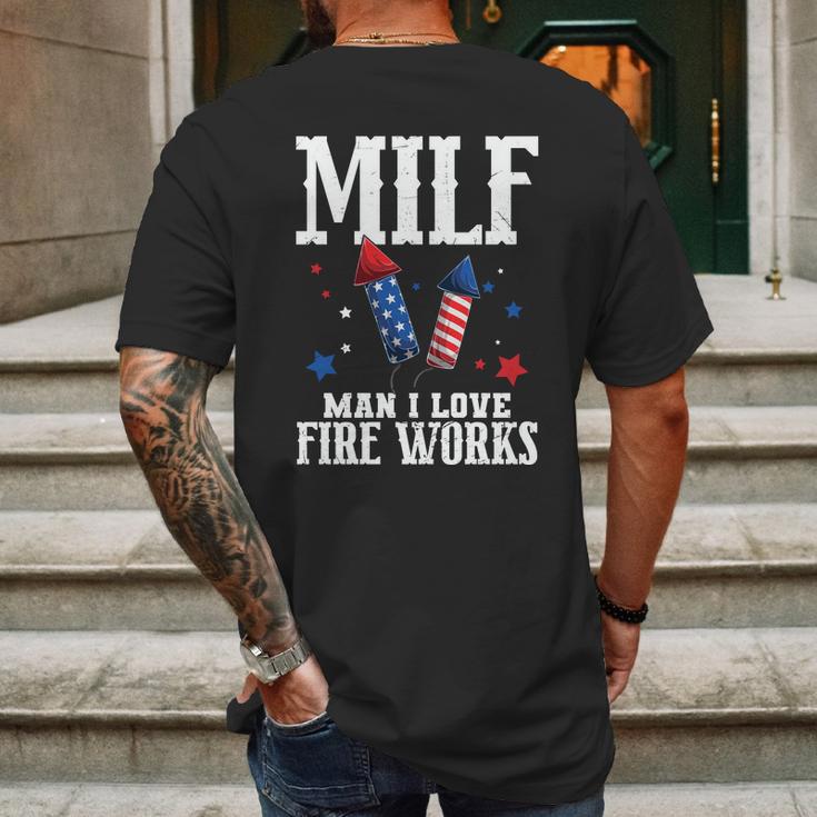 4Th Of July Milf Man I Love Fireworks Mens Back Print T-shirt Gifts for Men