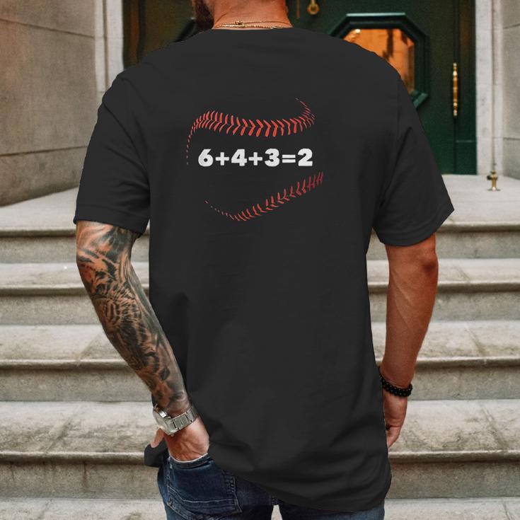 6 4 3 2 Double Play Baseball Player Gift Baseball Saying Mens Back Print T-shirt Gifts for Men