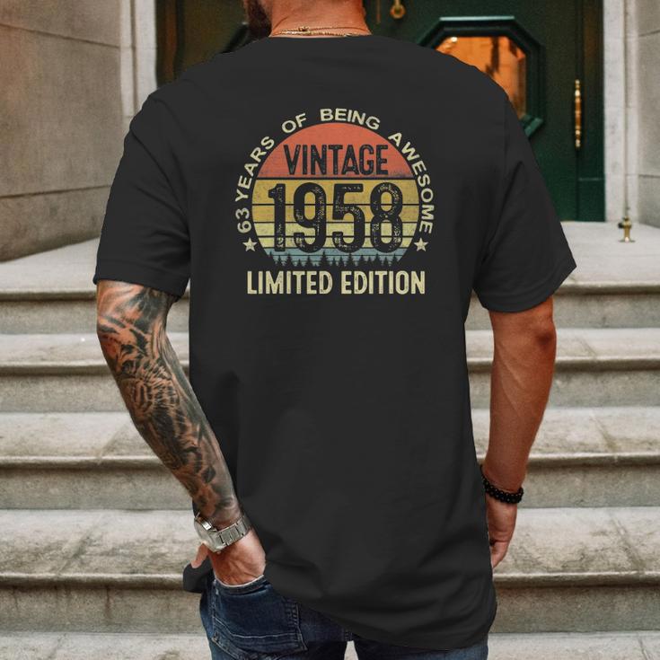 63 Years Old Vintage Limited Edition 1958 63Th Birthday Mens Back Print T-shirt Gifts for Men