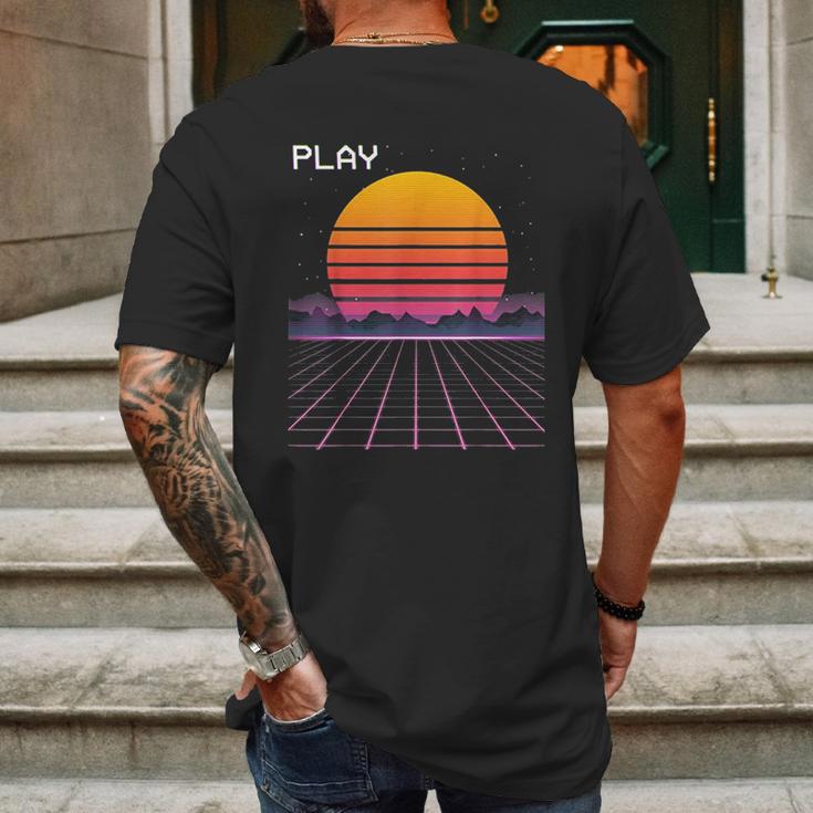 80S Grid Sunset Vaporwave Synthwave Outrun Mens Back Print T-shirt Gifts for Men