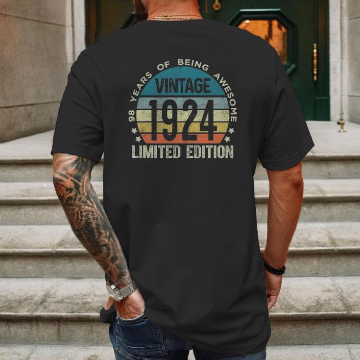 98 Years Old Gifts Vintage 1924 Limited Edition 98Th Birthday Mens Back Print T-shirt Gifts for Men