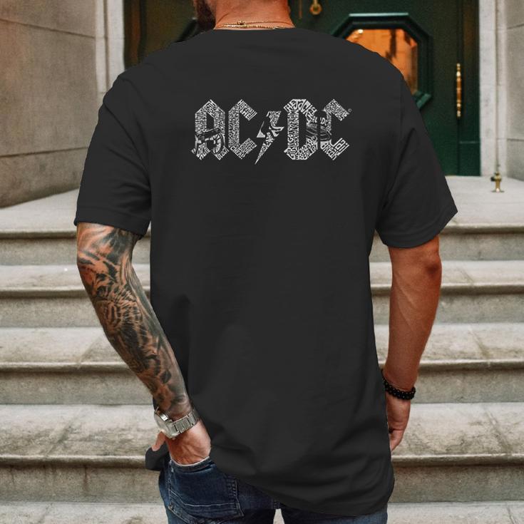 Acdc Song Title Word Art Mens Back Print T-shirt Gifts for Men