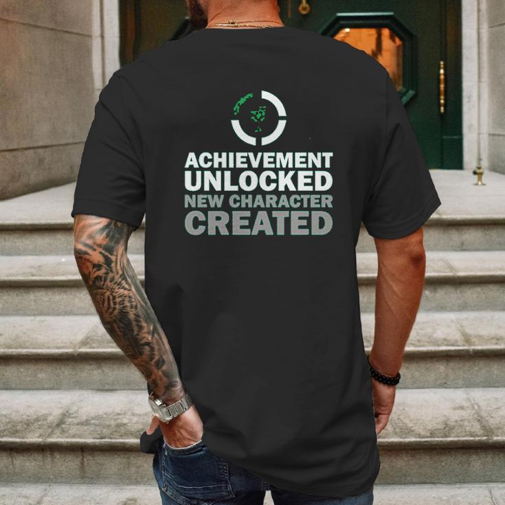 Achievement Unlocked New Character Created Mens Back Print T-shirt Gifts for Men