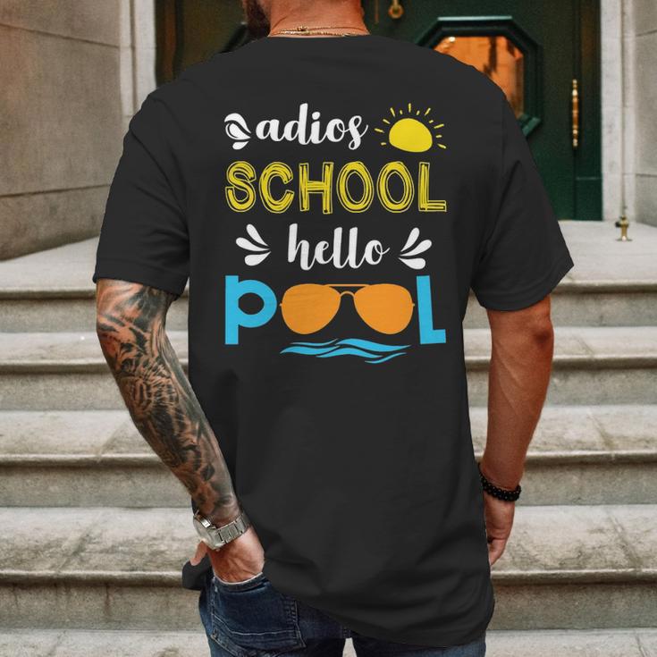 Adios School Hello Pool Mens Back Print T-shirt Gifts for Men