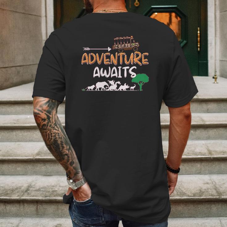 Adventure Awaits Travel Into The Wild Animal Kingdom Safari Mens Back Print T-shirt Gifts for Men