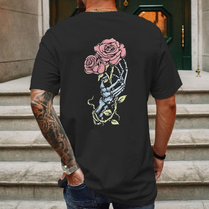 Aesthetic Skeleton Hand Rose Pastel Goth Dark Gothic Mens Back Print T-shirt Gifts for Men