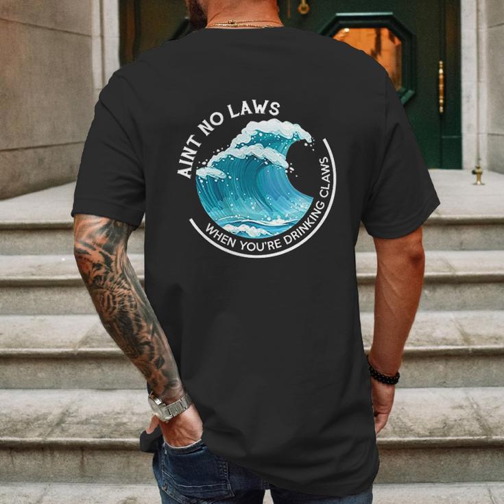 Aint No Laws When Youre Drinking Claws With Claus Mens Back Print T-shirt Gifts for Men